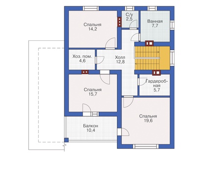 Планировка мансардного этажа :: Проект дома из кирпича 72-42