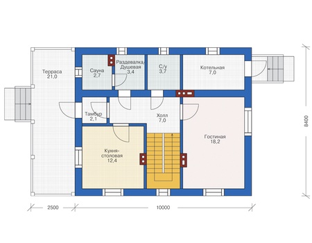 Планировка первого этажа :: Проект дома из кирпича 72-46