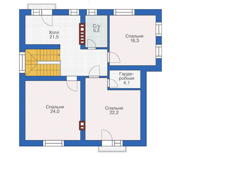 Планировка мансардного этажа :: Проект дома из кирпича 72-77