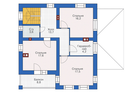 Планировка второго этажа :: Проект дома из кирпича 72-81