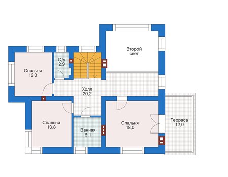 Планировка мансардного этажа :: Проект дома из кирпича 73-08