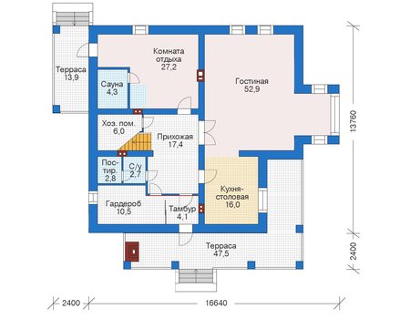 Планировка первого этажа :: Проект дома из кирпича 73-18