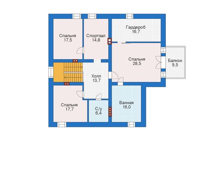 Планировка второго этажа :: Проект дома из кирпича 73-18