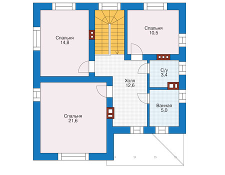 Планировка второго этажа :: Проект дома из кирпича 73-76