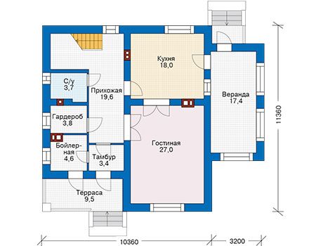 Планировка первого этажа :: Проект дома из кирпича 74-11