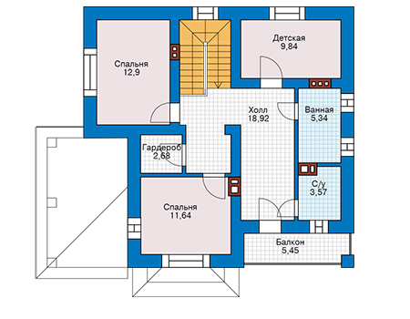 Планировка мансардного этажа :: Проект дома из кирпича 74-48