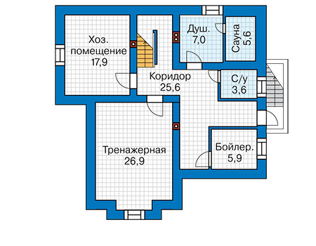 Планировка цокольного этажа :: Проект дома из кирпича 74-51