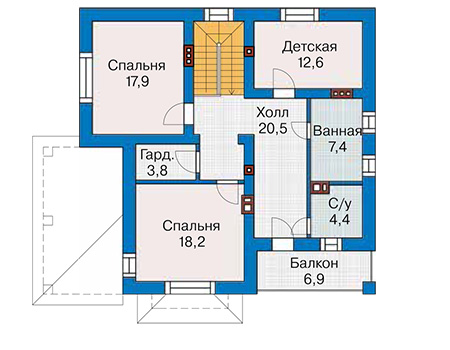 Планировка мансардного этажа :: Проект дома из кирпича 74-51