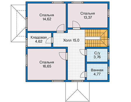 Планировка мансардного этажа :: Проект каркасного дома 90-35