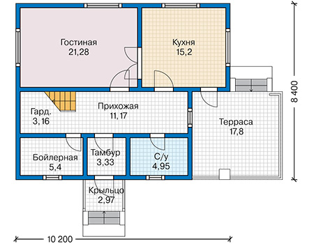 Планировка первого этажа :: Проект каркасного дома 90-39