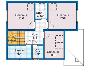 Планировка мансардного этажа :: Проект каркасного дома 90-40