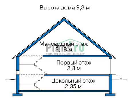 Высота этажей в проекте деревянного дома 12-09