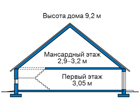 Высота этажей в проекте деревянного дома 12-78