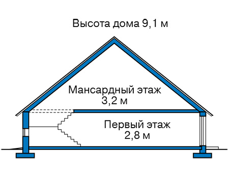 Высота этажей в проекте дома из кирпича 44-08