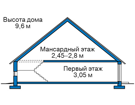 Высота этажей в проекте дома из кирпича 45-44