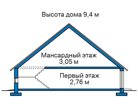 Высота этажей в проекте каркасного дома 90-41